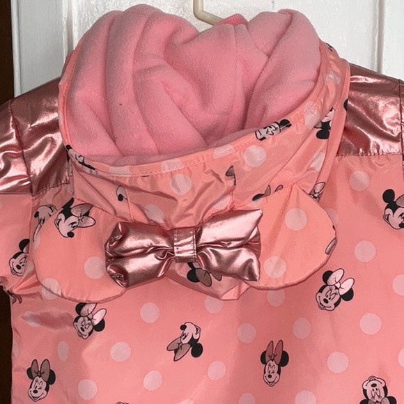 DISNEY MINNIE MOUSE EARS HOODED ROSE GOLD PINK RAINCOAT SIZE 4 - Picture 3 of 14